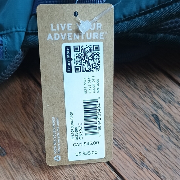 Eddie Bauer Lightweight Sling Bag Backpack Dark Evergreen NWT - Picture 4 of 6